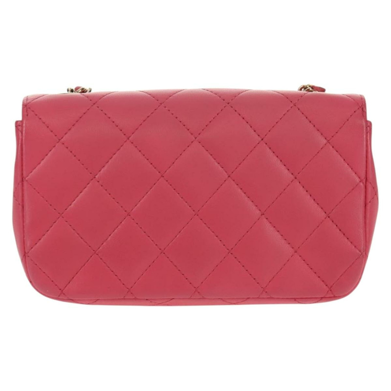 【日本直送】香奈兒 (CHANEL) 絎縫鏈條單肩包 羊皮 粉紅色 金 CC 標誌 正品 ka592SAM-1