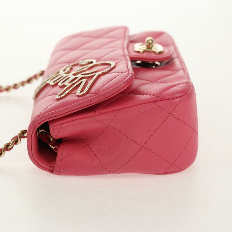 【日本直送】香奈兒 (CHANEL) 絎縫鏈條單肩包 羊皮 粉紅色 金 CC 標誌 正品 ka592SAM-2