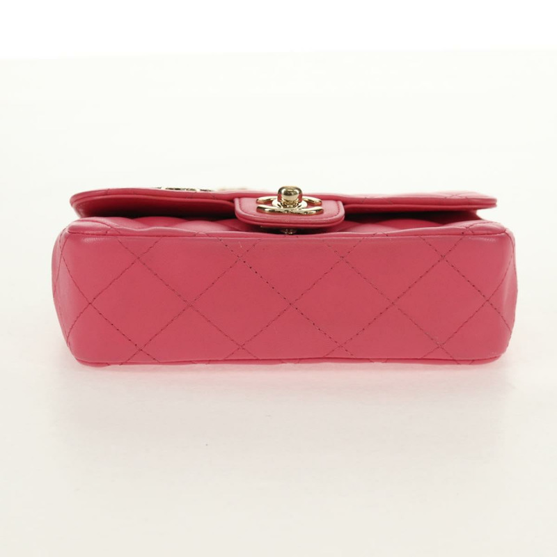 【日本直送】香奈兒 (CHANEL) 絎縫鏈條單肩包 羊皮 粉紅色 金 CC 標誌 正品 ka592SAM-4