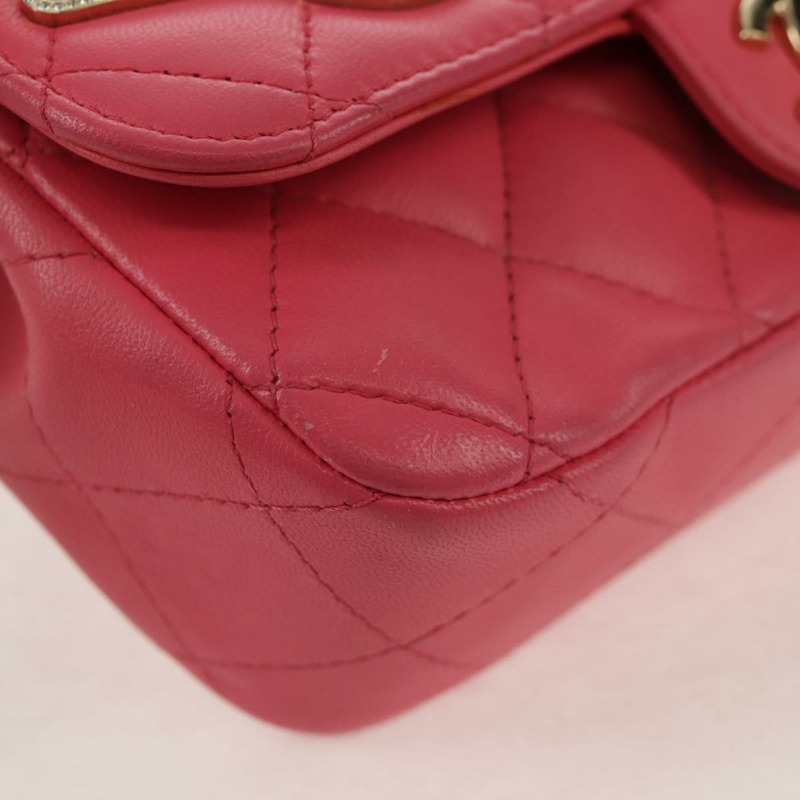 【日本直送】香奈兒 (CHANEL) 絎縫鏈條單肩包 羊皮 粉紅色 金 CC 標誌 正品 ka592SAM-8