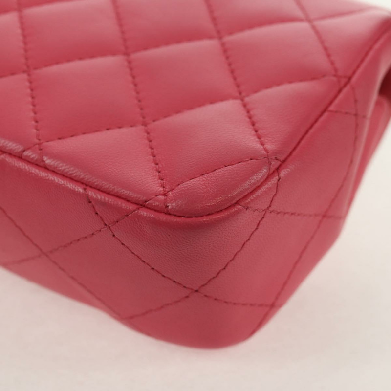 【日本直送】香奈兒 (CHANEL) 絎縫鏈條單肩包 羊皮 粉紅色 金 CC 標誌 正品 ka592SAM-16