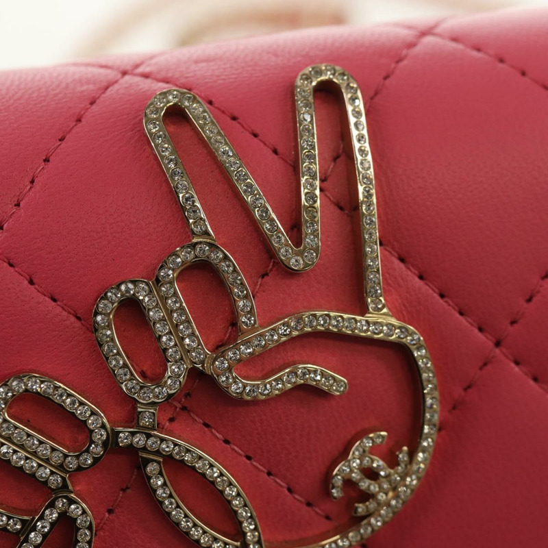 【日本直送】香奈兒 (CHANEL) 絎縫鏈條單肩包 羊皮 粉紅色 金 CC 標誌 正品 ka592SAM-18