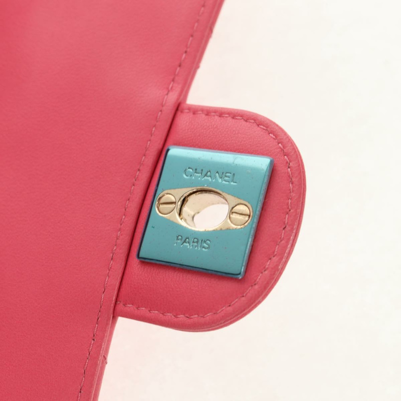 【日本直送】香奈兒 (CHANEL) 絎縫鏈條單肩包 羊皮 粉紅色 金 CC 標誌 正品 ka592SAM-21