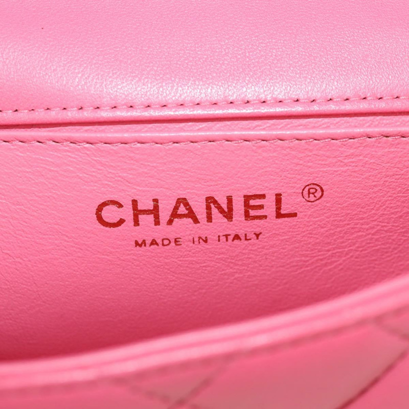 【日本直送】香奈兒 (CHANEL) 絎縫鏈條單肩包 羊皮 粉紅色 金 CC 標誌 正品 ka592SAM-23