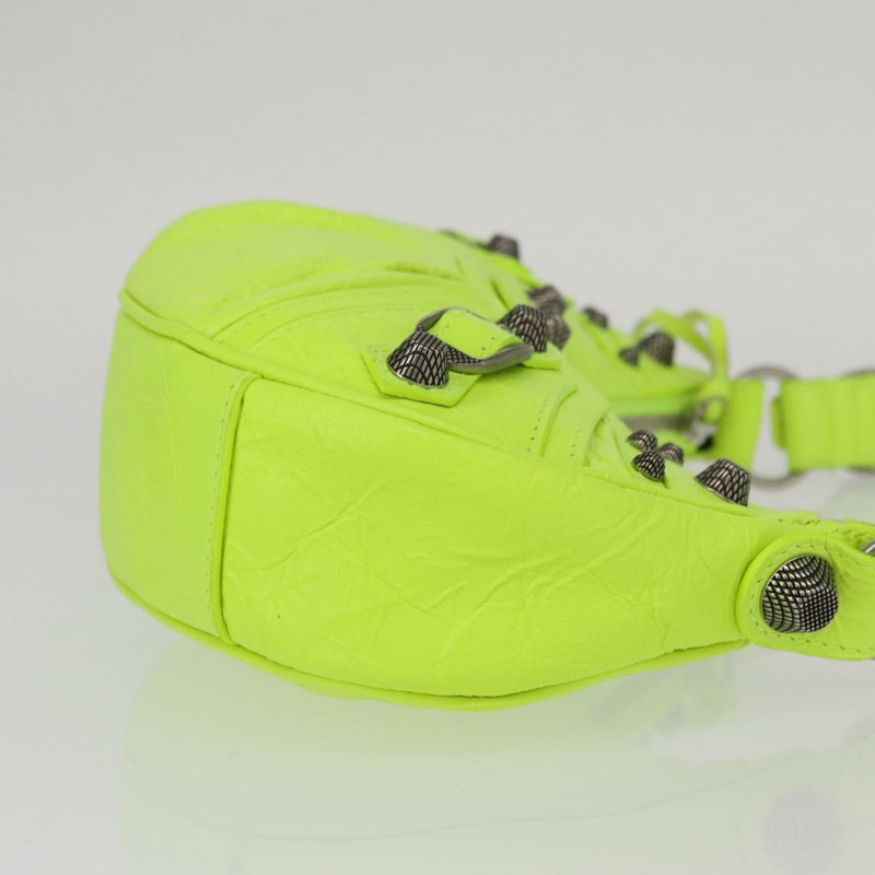 【日本直送】BALENCIAGA LucaGol XS 手提包，皮革，螢光黃，貨號 671309，正品 am10278SAM-2