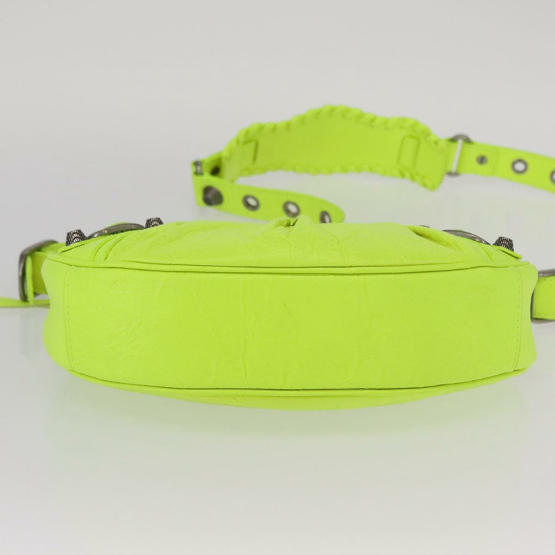 【日本直送】BALENCIAGA LucaGol XS 手提包，皮革，螢光黃，貨號 671309，正品 am10278SAM-4