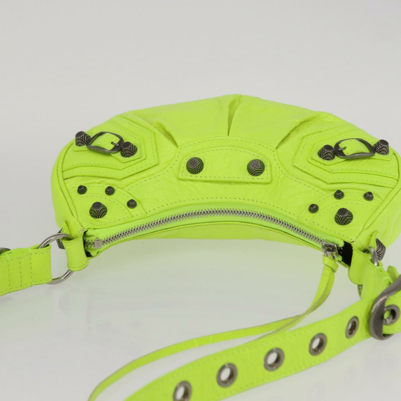 【日本直送】BALENCIAGA LucaGol XS 手提包，皮革，螢光黃，貨號 671309，正品 am10278SAM-5