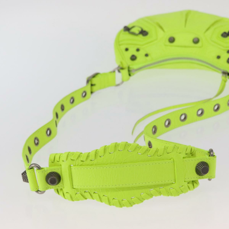 【日本直送】BALENCIAGA LucaGol XS 手提包，皮革，螢光黃，貨號 671309，正品 am10278SAM-6