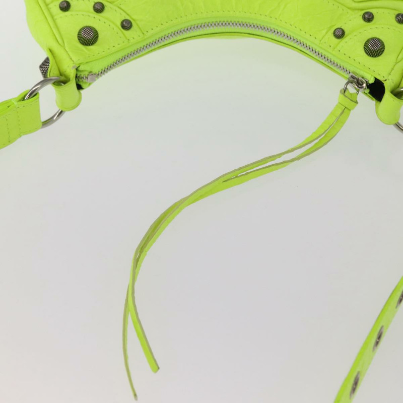 【日本直送】BALENCIAGA LucaGol XS 手提包，皮革，螢光黃，貨號 671309，正品 am10278SAM-8