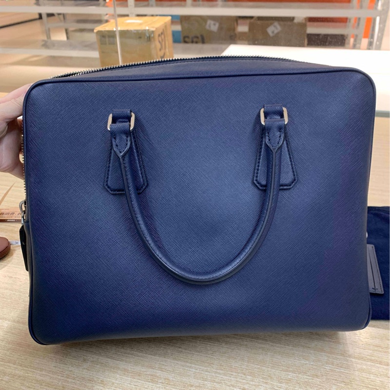 99新 PRADA 普拉達 牛皮純色 手提包  附件：塵袋-1