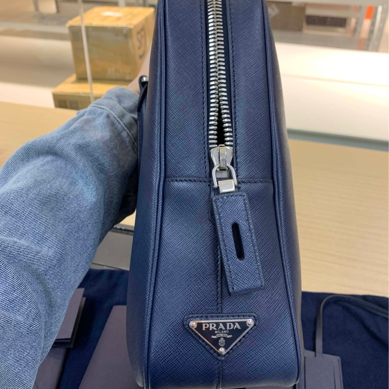 99新 PRADA 普拉達 牛皮純色 手提包  附件：塵袋-7