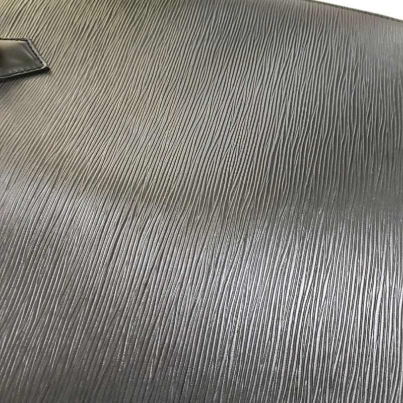 LOUIS VUITTON SAC PLAT 大號黑色EPI牛皮 水波纹琴譜包手提包金色五金-6