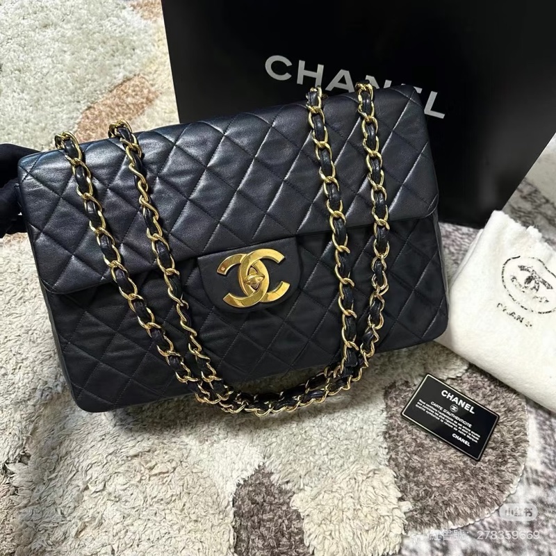 Chanel • 經典黑金羊皮貝嫂包 34-2