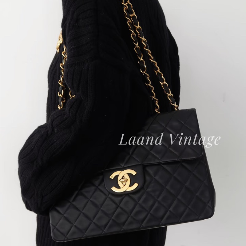 Chanel • 經典黑金羊皮貝嫂包 34-3