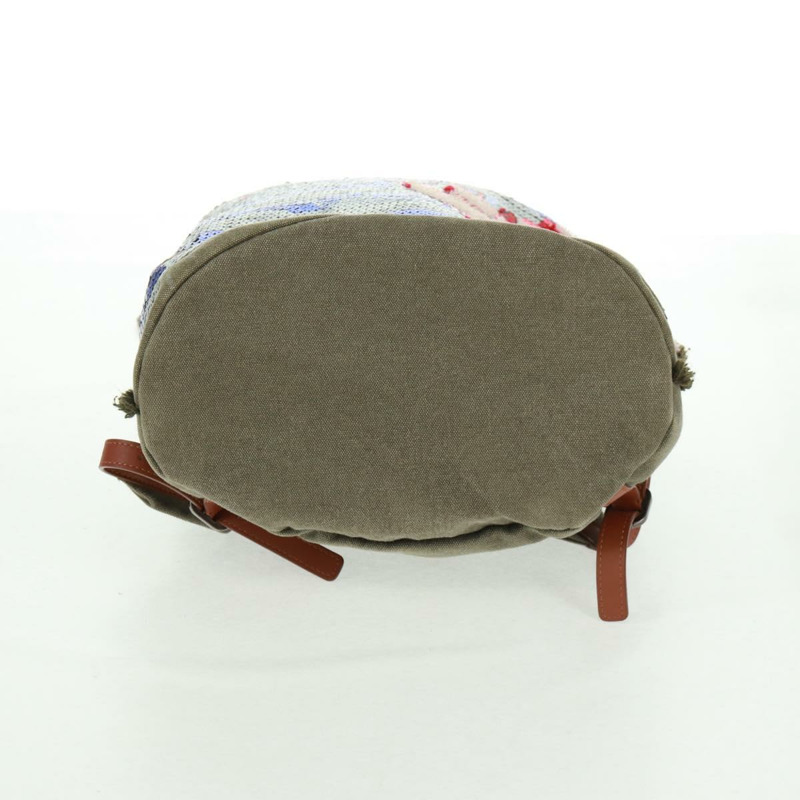 【日本直送】香奈兒 Cruise Line 雙肩包 帆布亮片 卡其色 銀色 CC 標誌 BA9220SAM-4