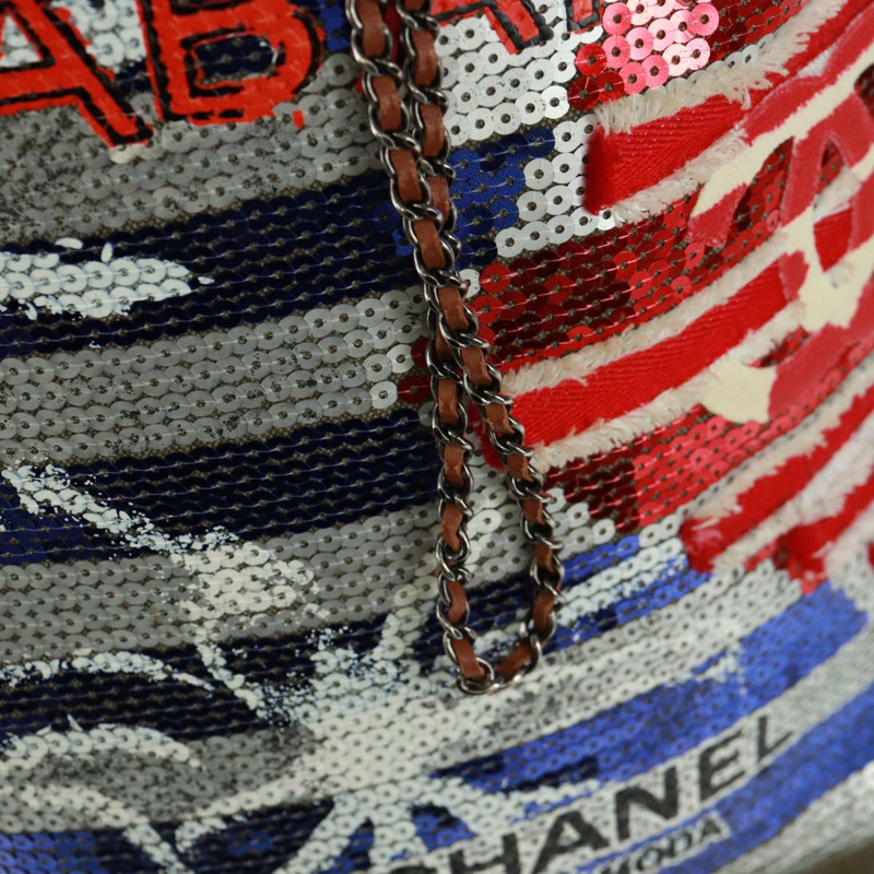 【日本直送】香奈兒 Cruise Line 雙肩包 帆布亮片 卡其色 銀色 CC 標誌 BA9220SAM-21