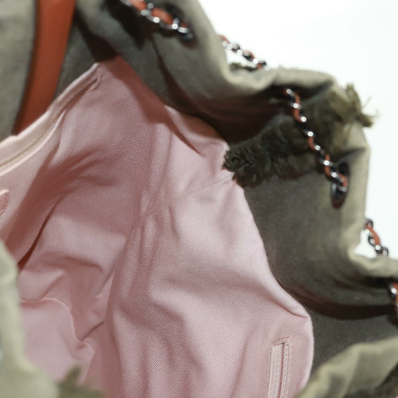 【日本直送】香奈兒 Cruise Line 雙肩包 帆布亮片 卡其色 銀色 CC 標誌 BA9220SAM-23