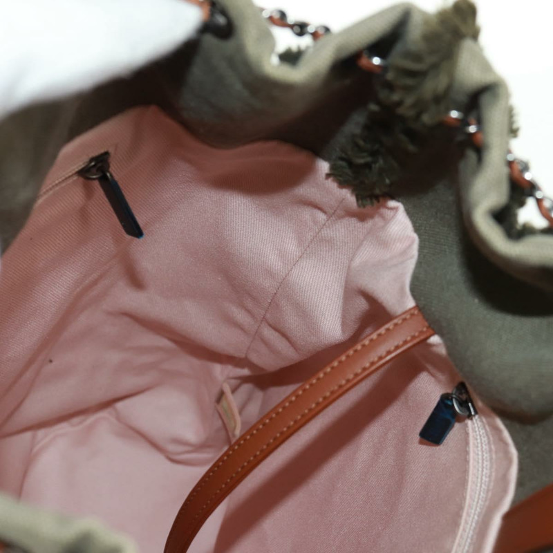 【日本直送】香奈兒 Cruise Line 雙肩包 帆布亮片 卡其色 銀色 CC 標誌 BA9220SAM-24