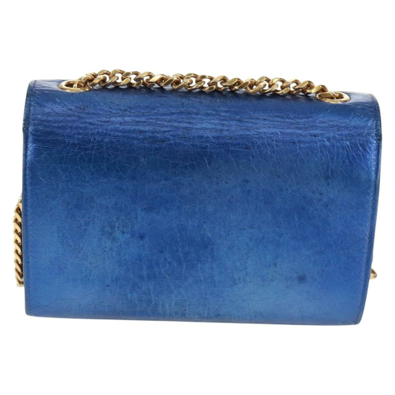 【日本直送】SAINT LAURENT 鏈條 Kate 肩背包 皮革 藍色 金色 正品 163093SAV-1
