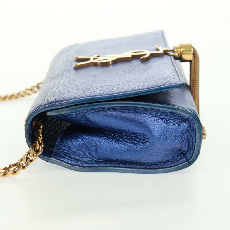 【日本直送】SAINT LAURENT 鏈條 Kate 肩背包 皮革 藍色 金色 正品 163093SAV-2