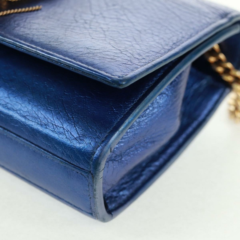 【日本直送】SAINT LAURENT 鏈條 Kate 肩背包 皮革 藍色 金色 正品 163093SAV-15