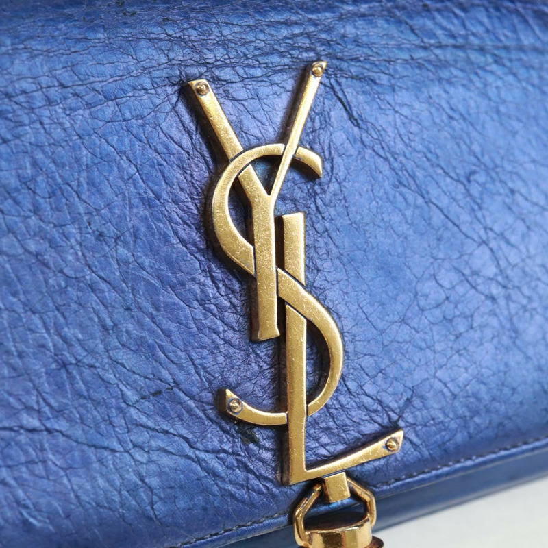 【日本直送】SAINT LAURENT 鏈條 Kate 肩背包 皮革 藍色 金色 正品 163093SAV-18