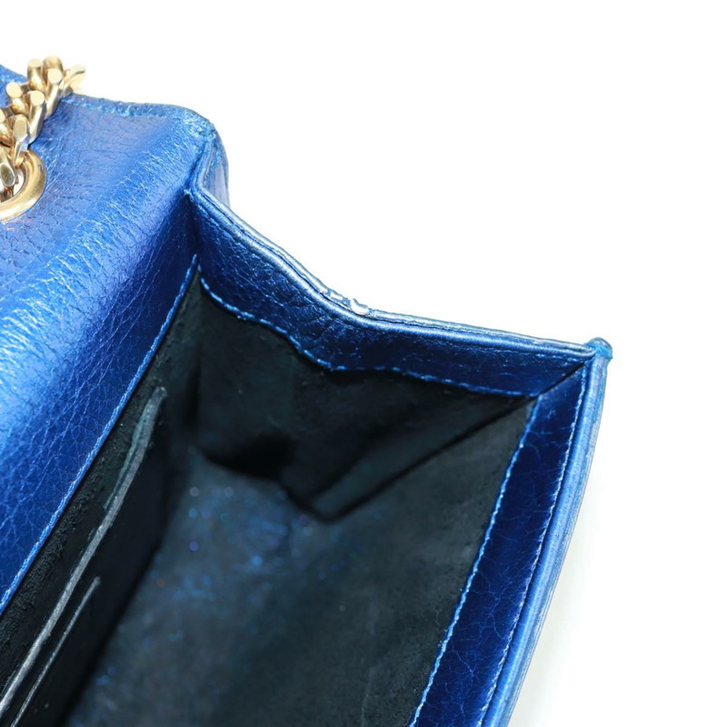 【日本直送】SAINT LAURENT 鏈條 Kate 肩背包 皮革 藍色 金色 正品 163093SAV-22