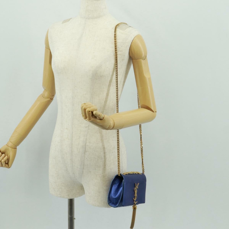 【日本直送】SAINT LAURENT 鏈條 Kate 肩背包 皮革 藍色 金色 正品 163093SAV-25
