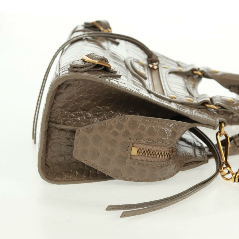 【日本直送】BALENCIAGA Neo Classic City 手提包 漆皮 2way 灰色/金色 638524 Auth am10547SAM-3