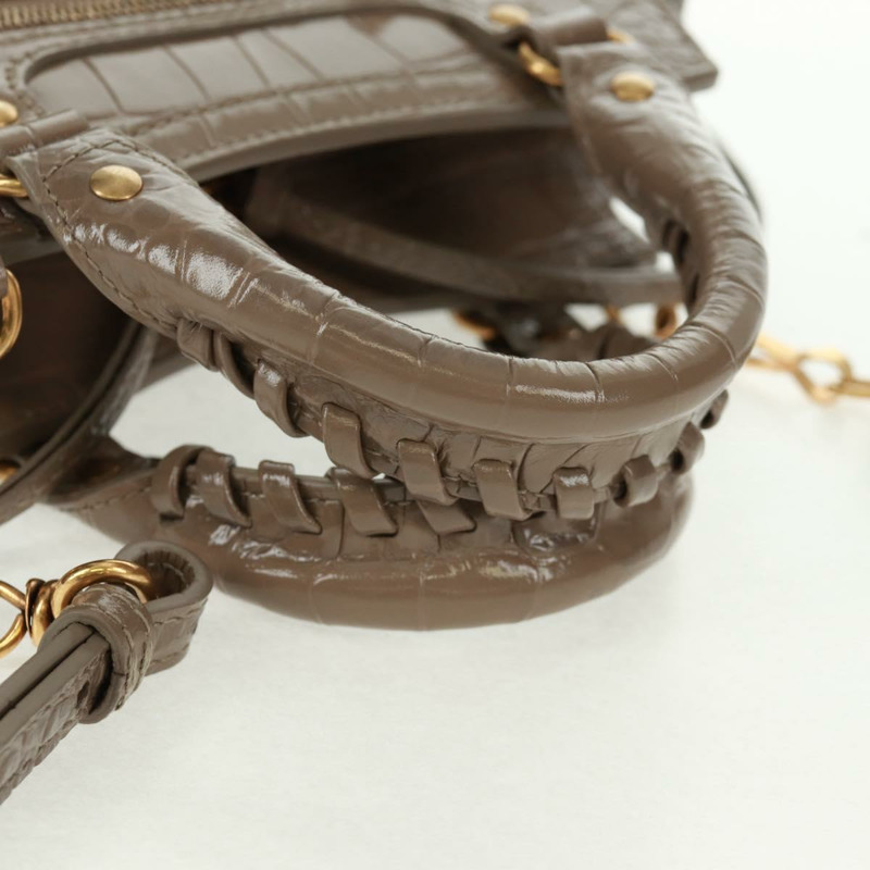 【日本直送】BALENCIAGA Neo Classic City 手提包 漆皮 2way 灰色/金色 638524 Auth am10547SAM-6