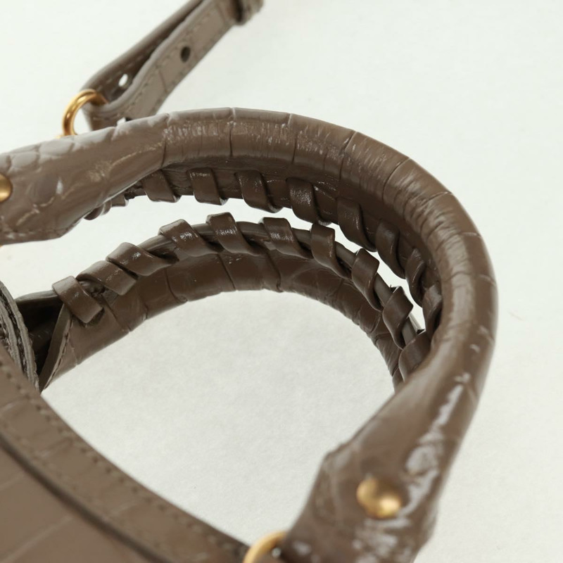 【日本直送】BALENCIAGA Neo Classic City 手提包 漆皮 2way 灰色/金色 638524 Auth am10547SAM-7