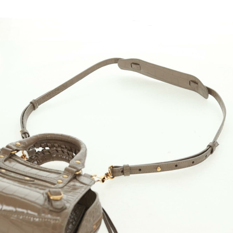 【日本直送】BALENCIAGA Neo Classic City 手提包 漆皮 2way 灰色/金色 638524 Auth am10547SAM-13