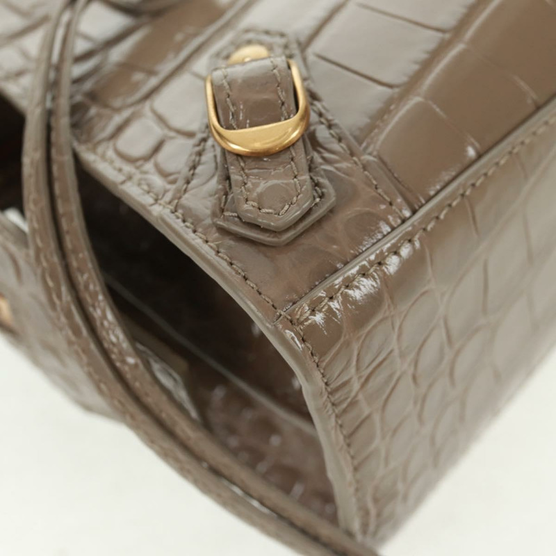 【日本直送】BALENCIAGA Neo Classic City 手提包 漆皮 2way 灰色/金色 638524 Auth am10547SAM-14