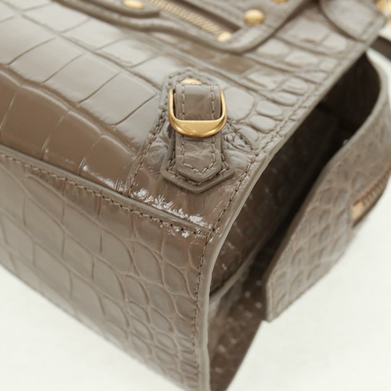 【日本直送】BALENCIAGA Neo Classic City 手提包 漆皮 2way 灰色/金色 638524 Auth am10547SAM-15