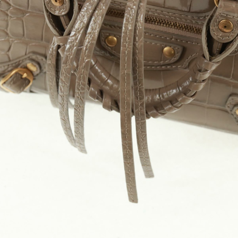 【日本直送】BALENCIAGA Neo Classic City 手提包 漆皮 2way 灰色/金色 638524 Auth am10547SAM-19