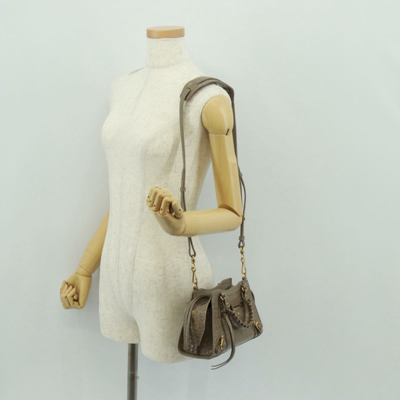 【日本直送】BALENCIAGA Neo Classic City 手提包 漆皮 2way 灰色/金色 638524 Auth am10547SAM-25