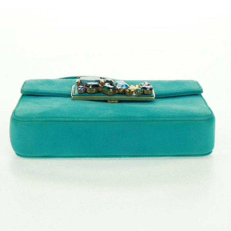 【日本直送】PRADA 手提包 麂皮 綠松石藍 金色 正品 165751SAV-4