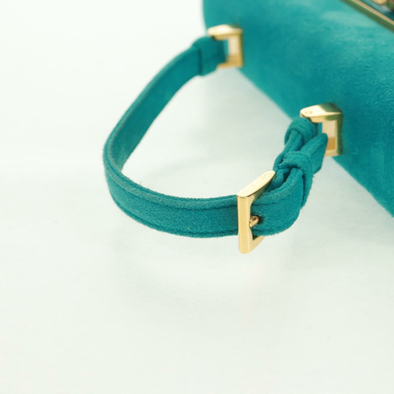 【日本直送】PRADA 手提包 麂皮 綠松石藍 金色 正品 165751SAV-6