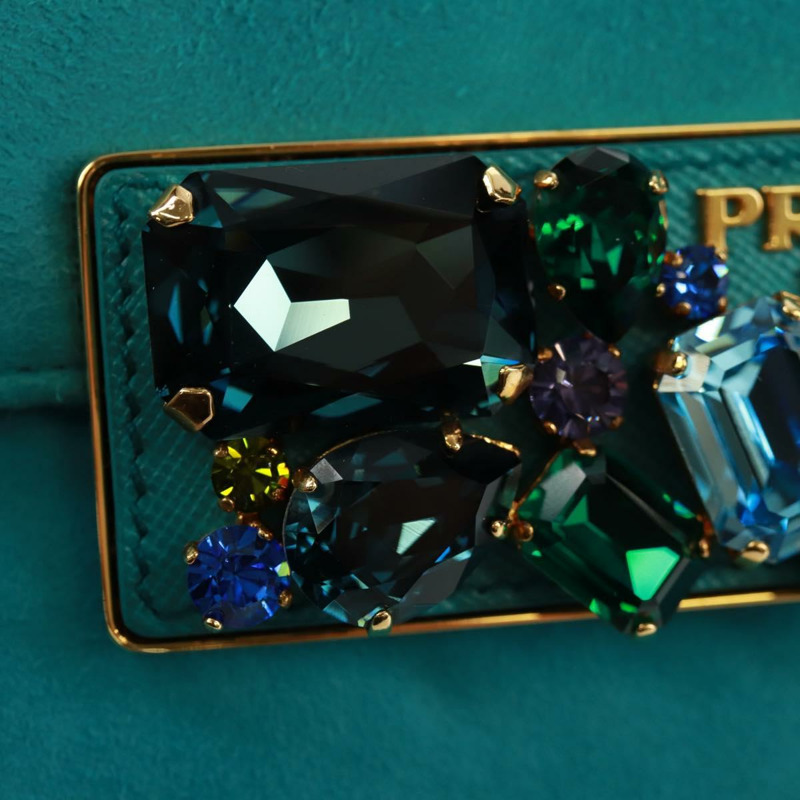 【日本直送】PRADA 手提包 麂皮 綠松石藍 金色 正品 165751SAV-18