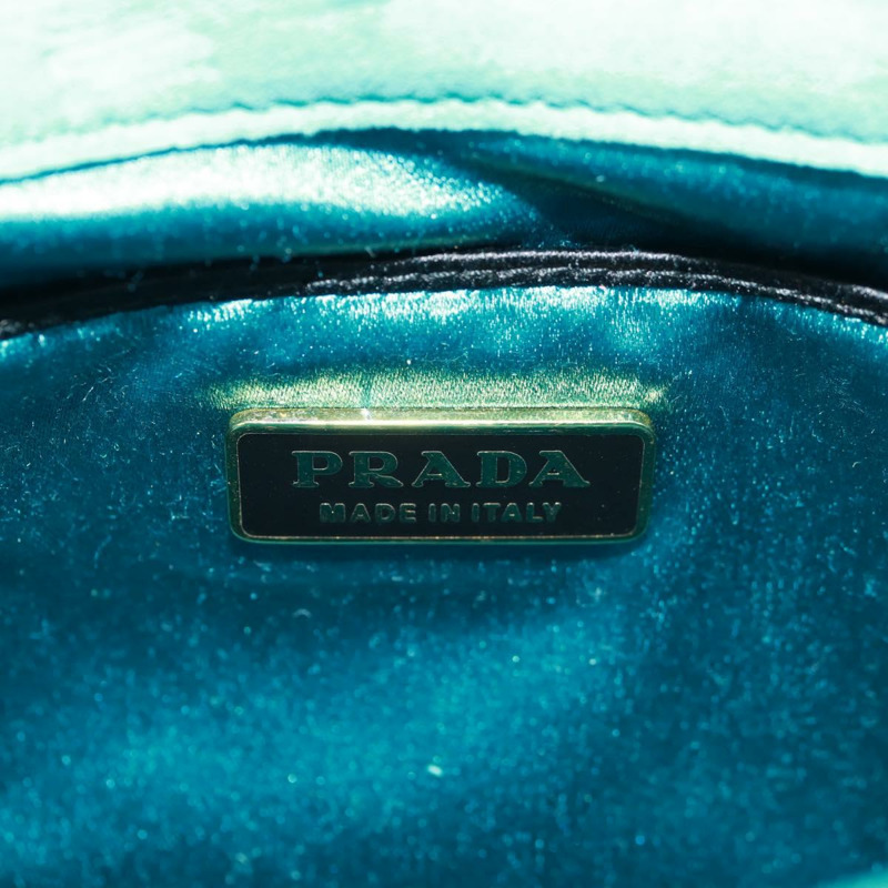【日本直送】PRADA 手提包 麂皮 綠松石藍 金色 正品 165751SAV-21