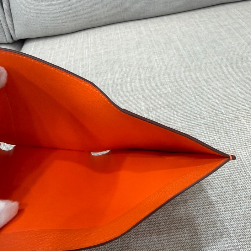 愛馬仕 Hermes Bearn 三折短夾 愛馬仕橙色 W刻銀釦-20