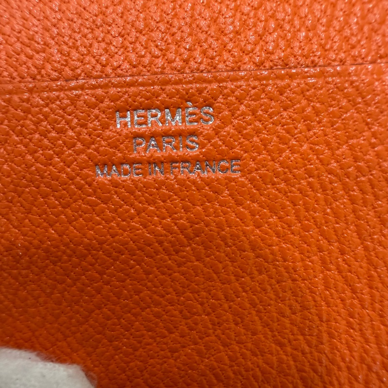 愛馬仕 Hermes Bearn 三折短夾 愛馬仕橙色 W刻銀釦-30