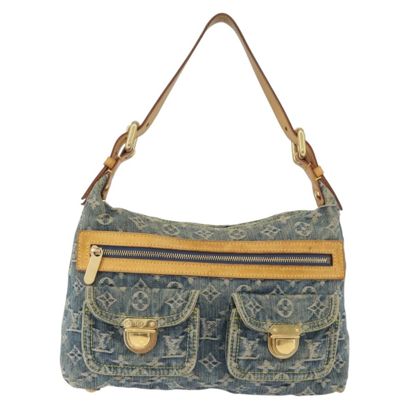 【日本直送】路易威登 Monogram 牛仔布 Buggy PM 肩背包 藍色 M95049 LV Auth ka2803V-12