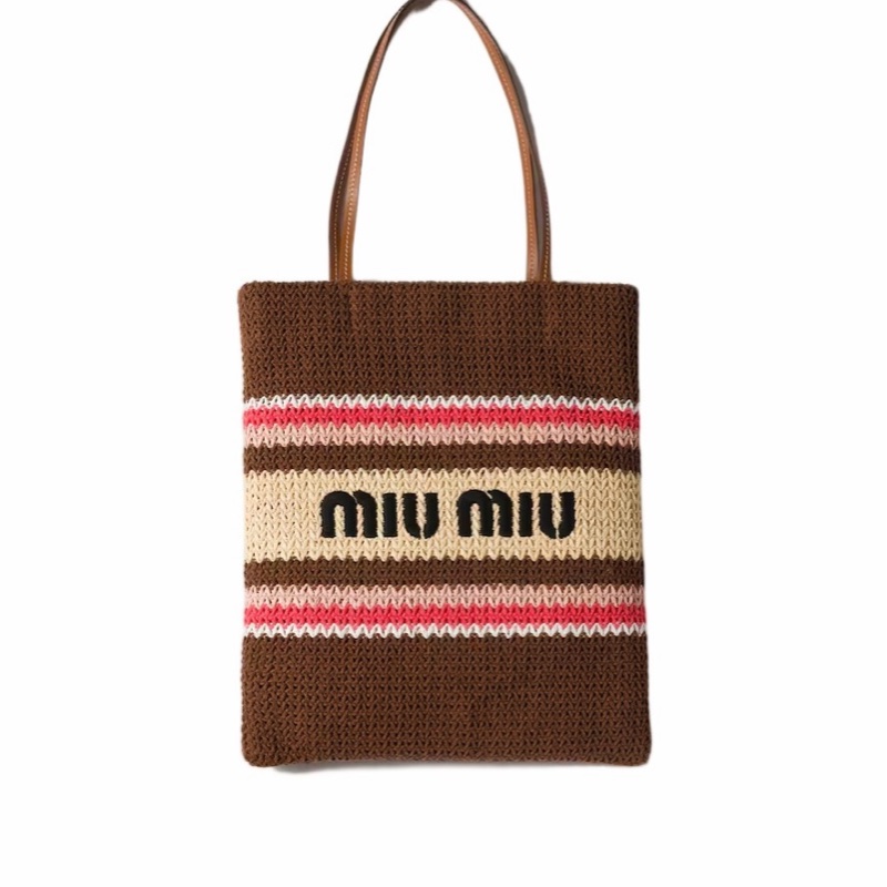 Miu Miu 女士 拉菲草編織手提袋均碼碼32cm*41cm-0