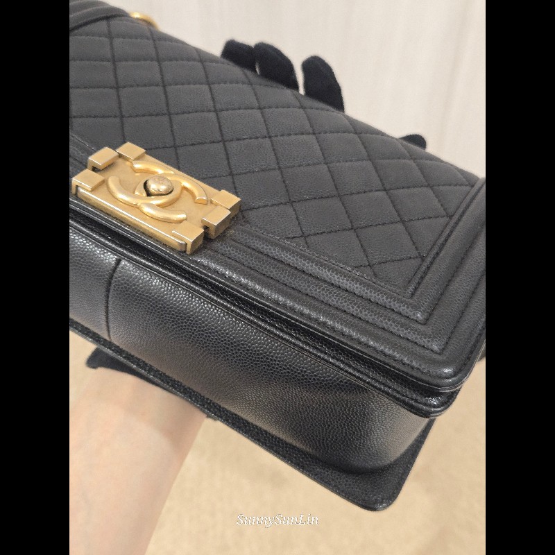 Chanel Boy 25 香奈兒 boy 25 黑色荔枝皮復古金鍊-25