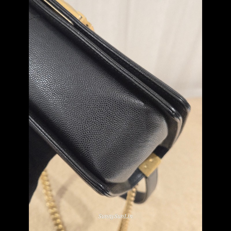 Chanel Boy 25 香奈兒 boy 25 黑色荔枝皮復古金鍊-26
