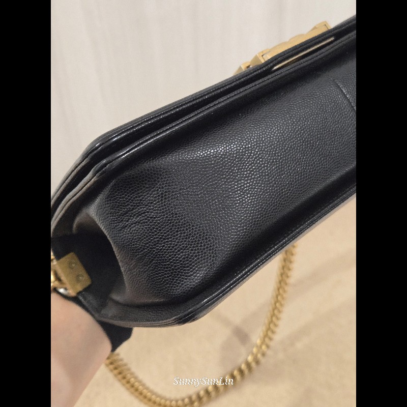 Chanel Boy 25 香奈兒 boy 25 黑色荔枝皮復古金鍊-27