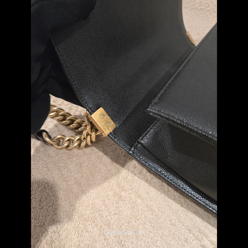 Chanel Boy 25 香奈兒 boy 25 黑色荔枝皮復古金鍊-42