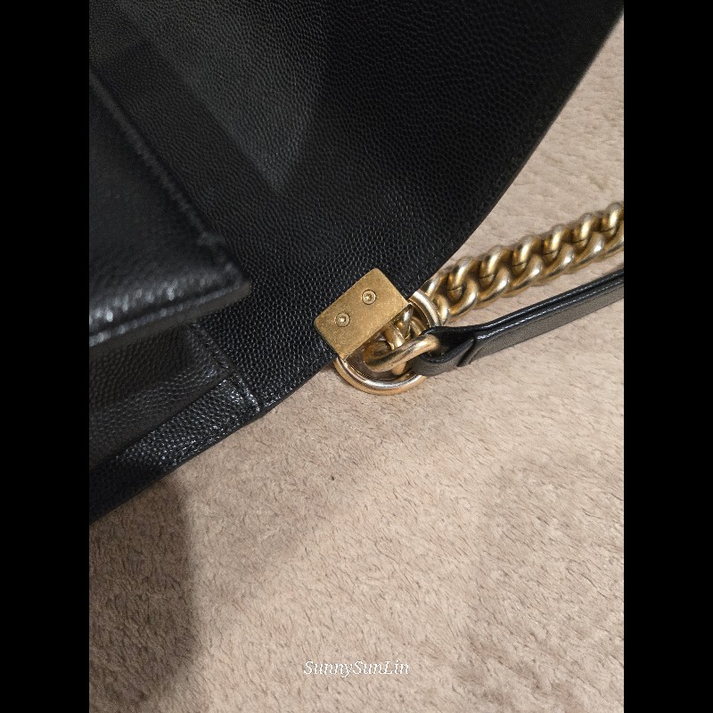 Chanel Boy 25 香奈兒 boy 25 黑色荔枝皮復古金鍊-43