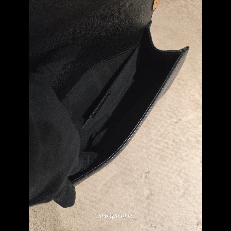 Chanel Boy 25 香奈兒 boy 25 黑色荔枝皮復古金鍊-45